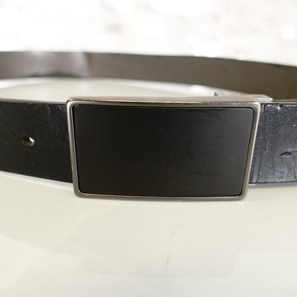 Black Genuine Leather Belt‎ Mens 36 Indie Sleek Ratchet Reversible Buckle Office